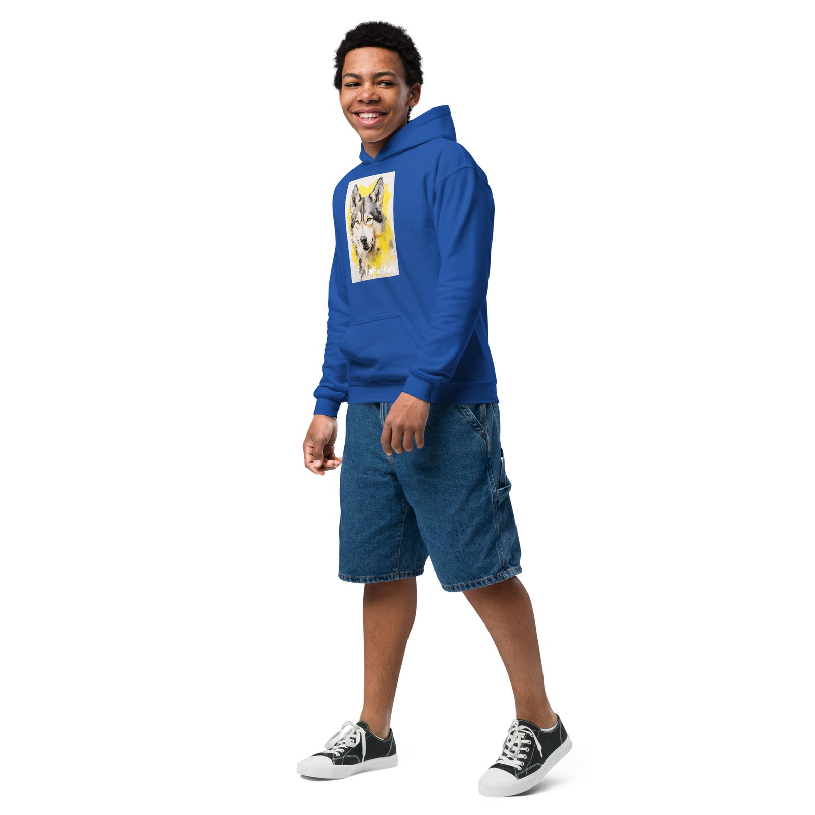 Youth heavy blend hoodie- I ❤ Dogs - Siberian Husky