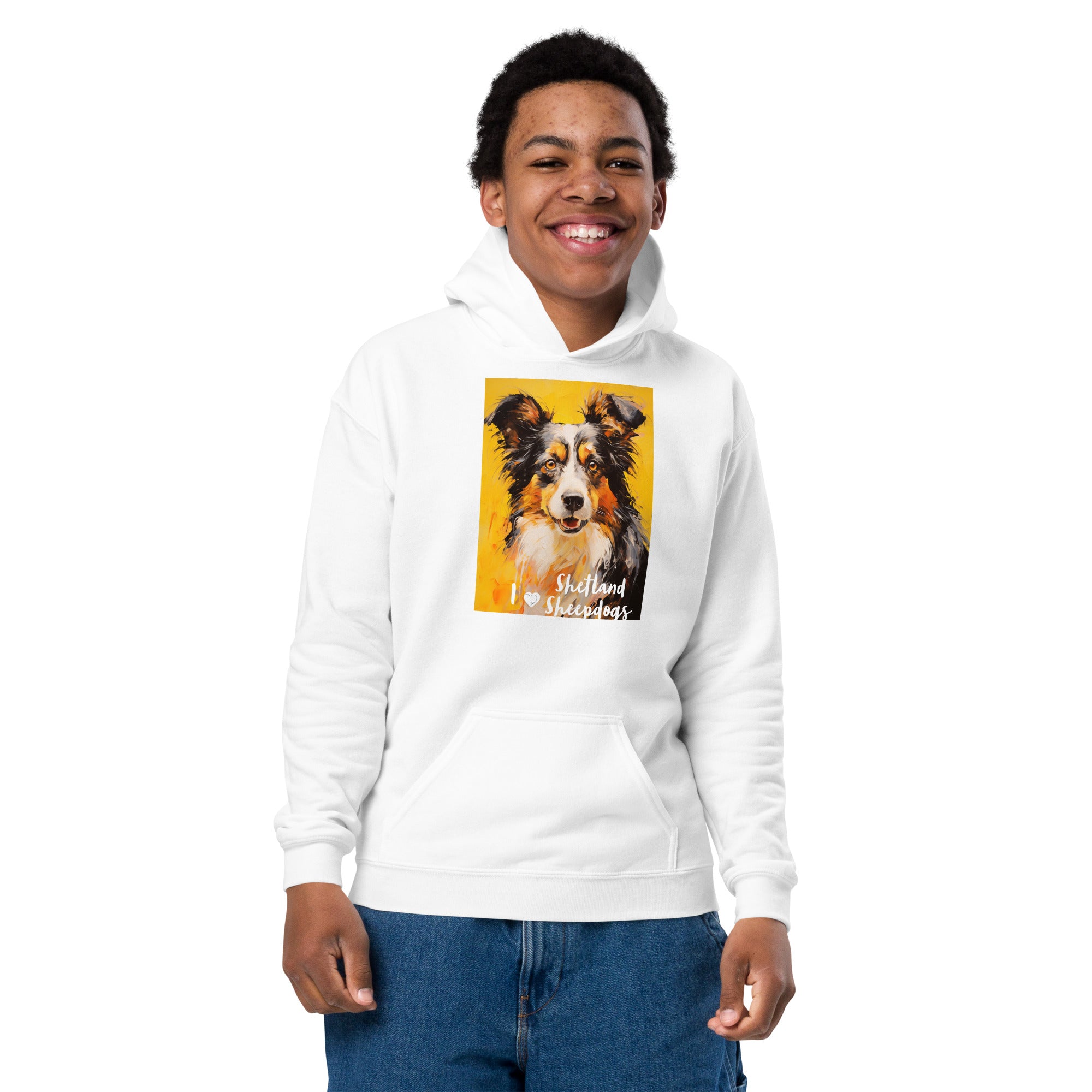 Youth heavy blend hoodie - I ❤ Dogs - Shetland Sheepdog