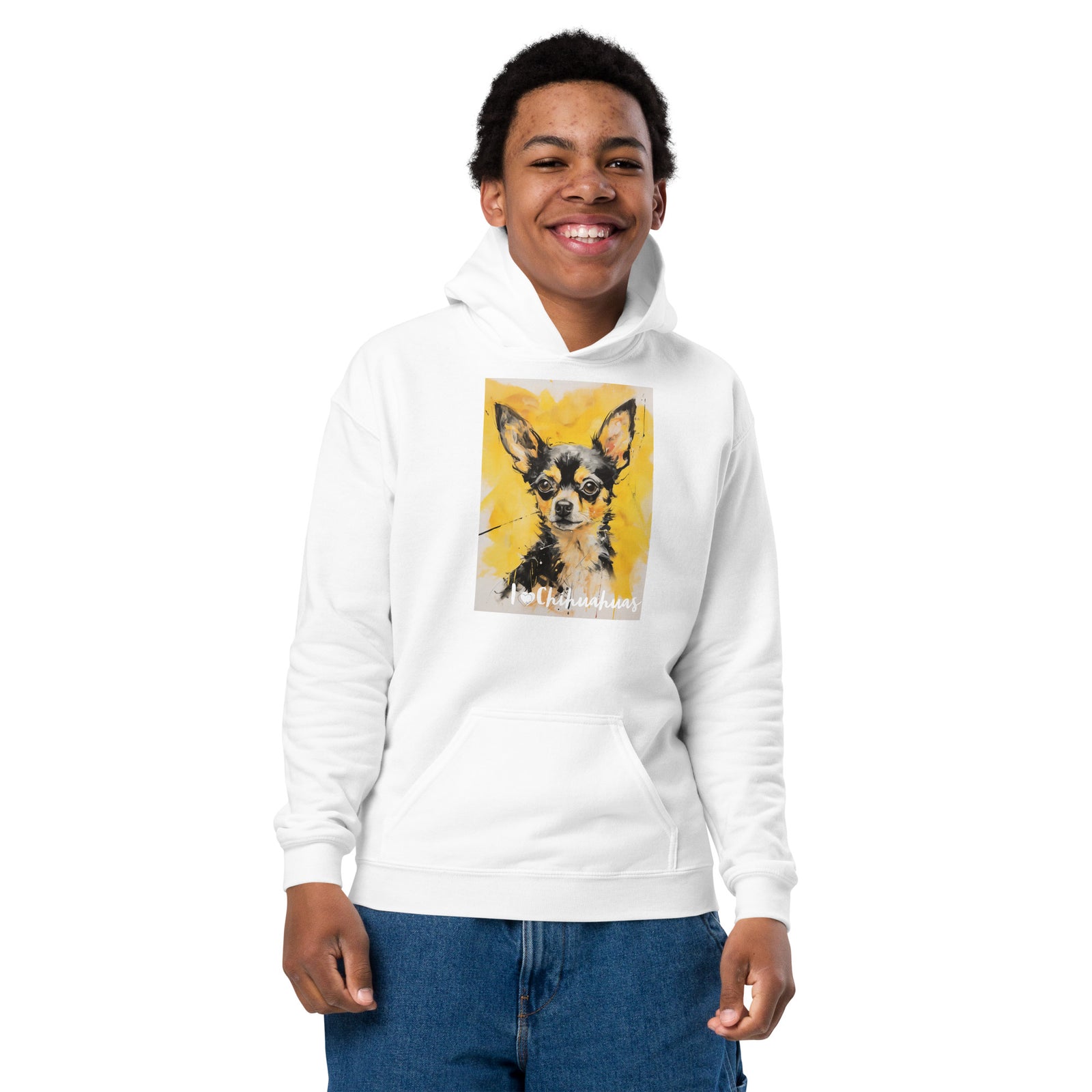 Youth heavy blend hoodie- I ❤ Dogs - Chihuahua