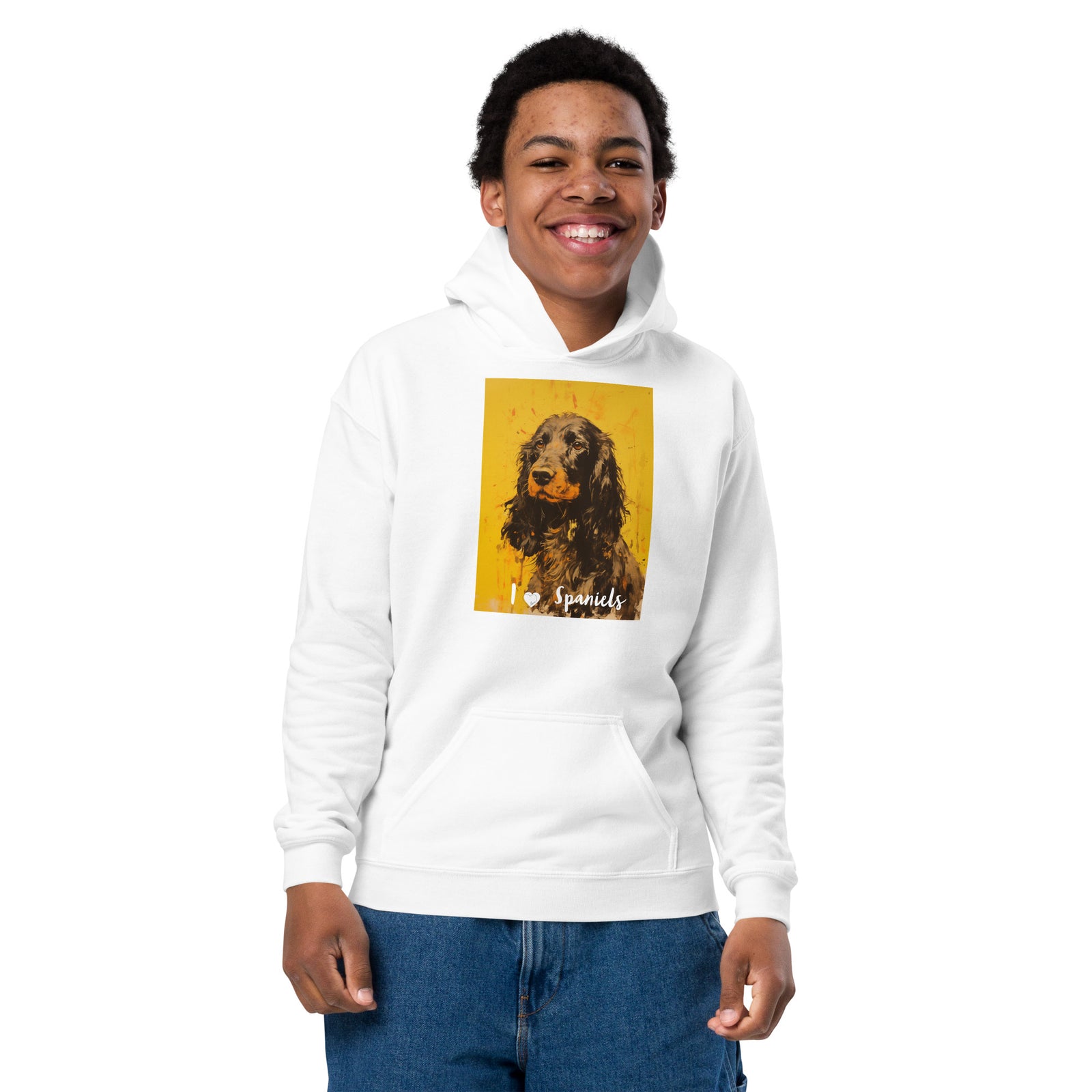 Youth heavy blend hoodie- I ❤ Dogs - Cocker Spaniel (American)