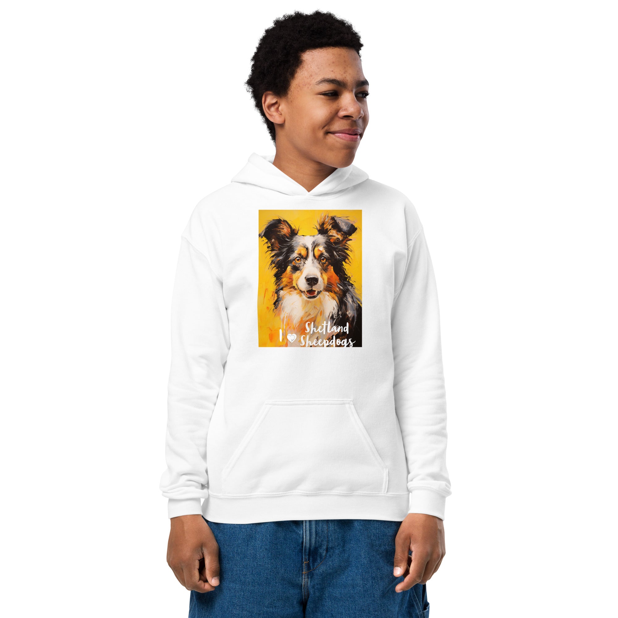 Youth heavy blend hoodie - I ❤ Dogs - Shetland Sheepdog