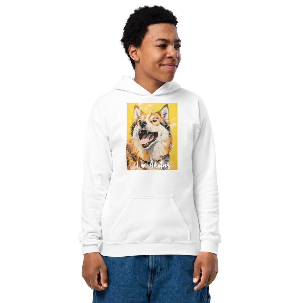 Youth heavy blend hoodie I ❤ Dogs - Akita