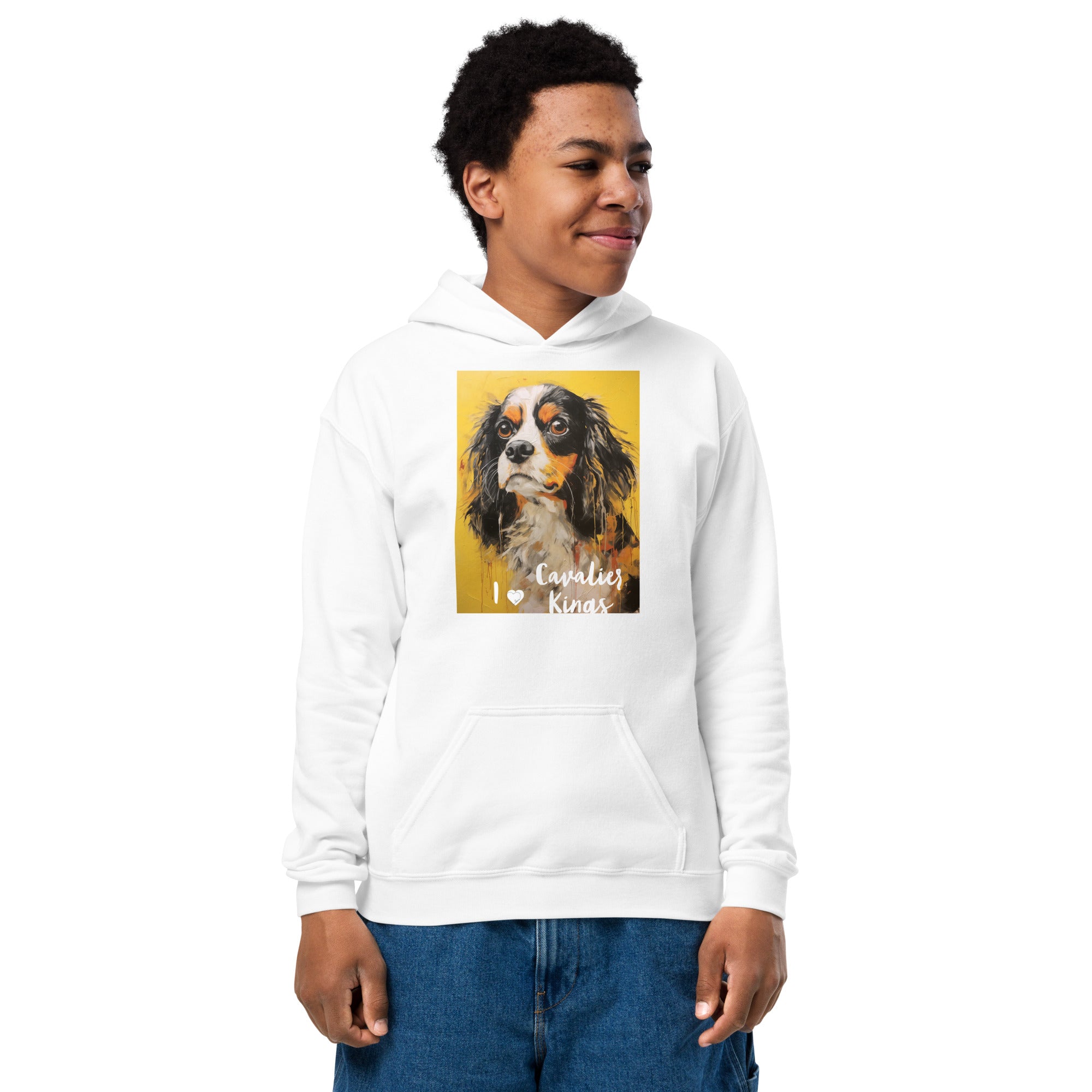 Youth heavy blend hoodie  - I ❤ Dogs - Cavalier King Charles Spaniel