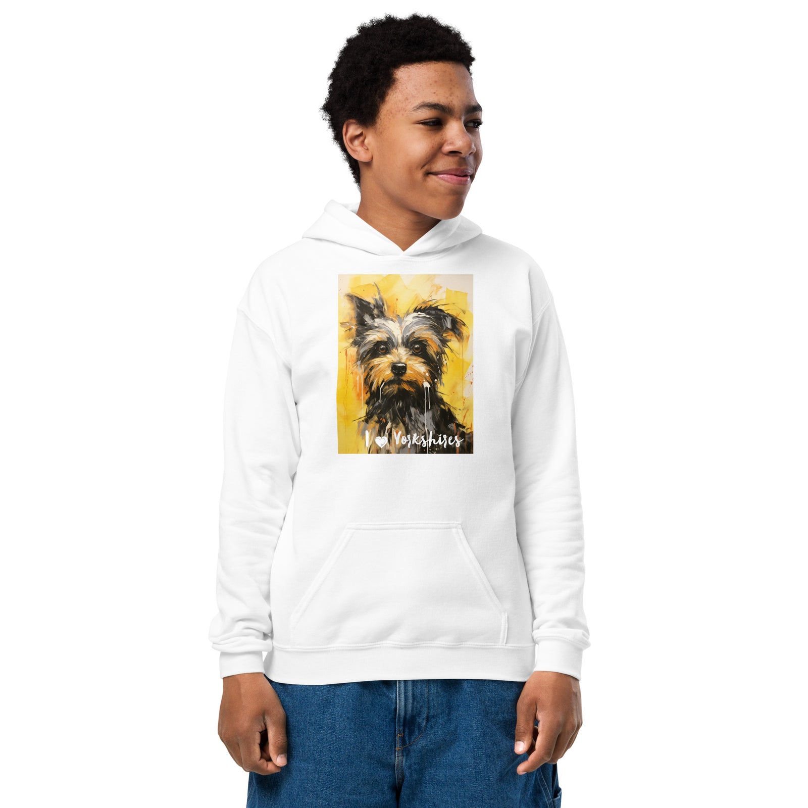 Youth heavy blend hoodie - I ❤ Dogs - Yorkshire Terrier