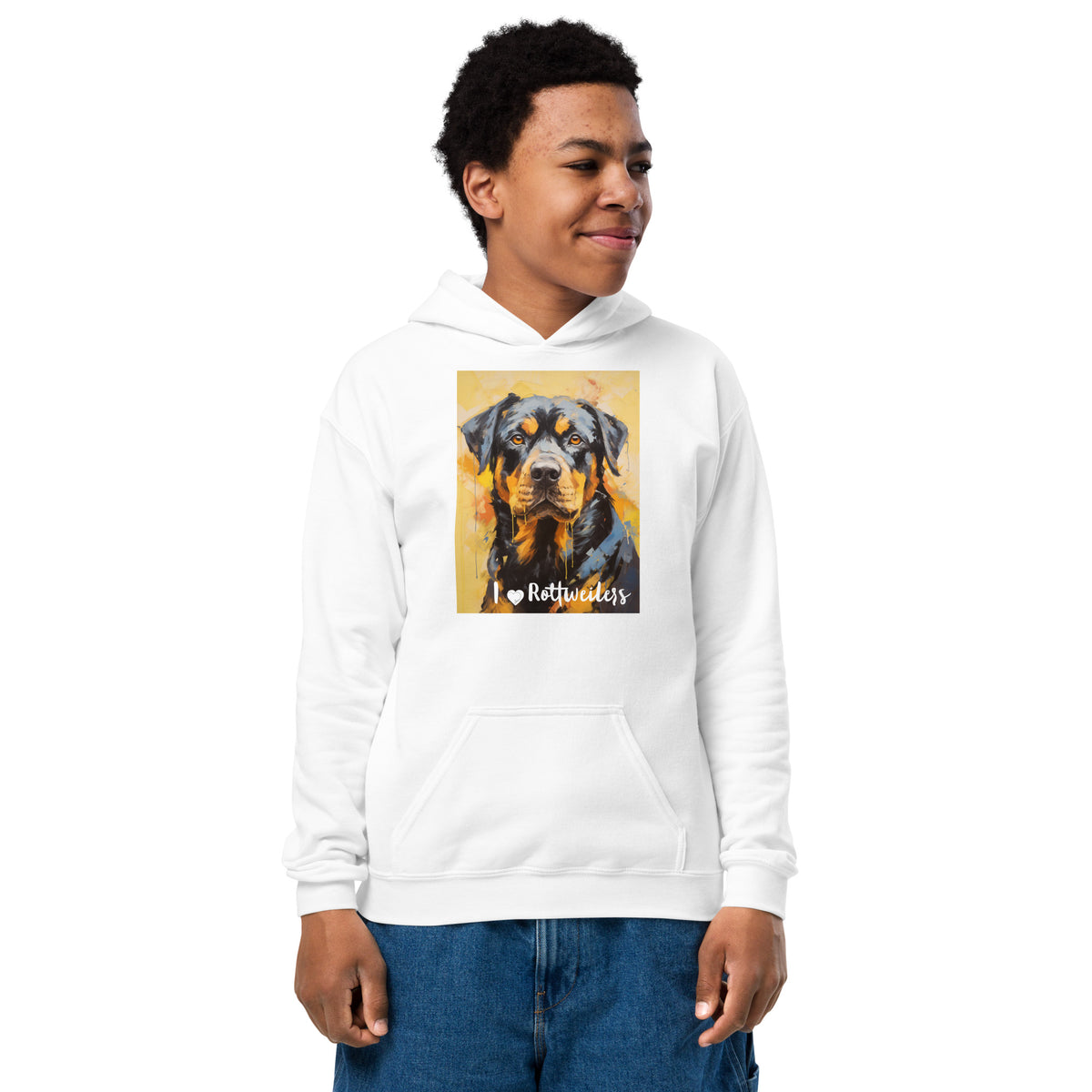 Youth heavy blend hoodie  - I ❤ Dogs - Rottweiler