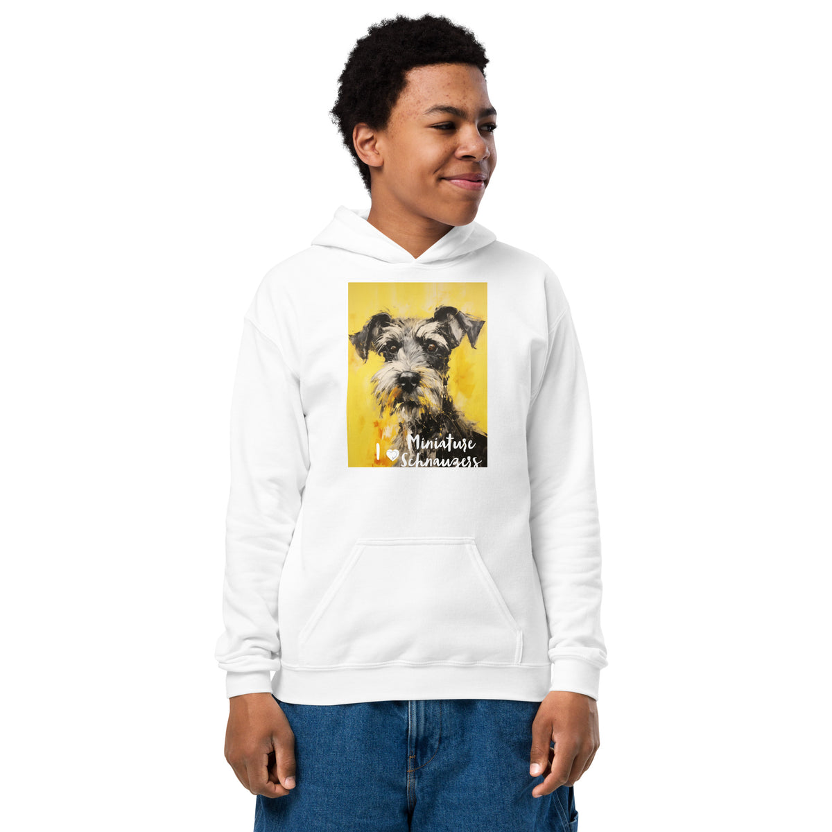 Youth heavy blend hoodie - I ❤ Dogs - Miniature Schnauzer