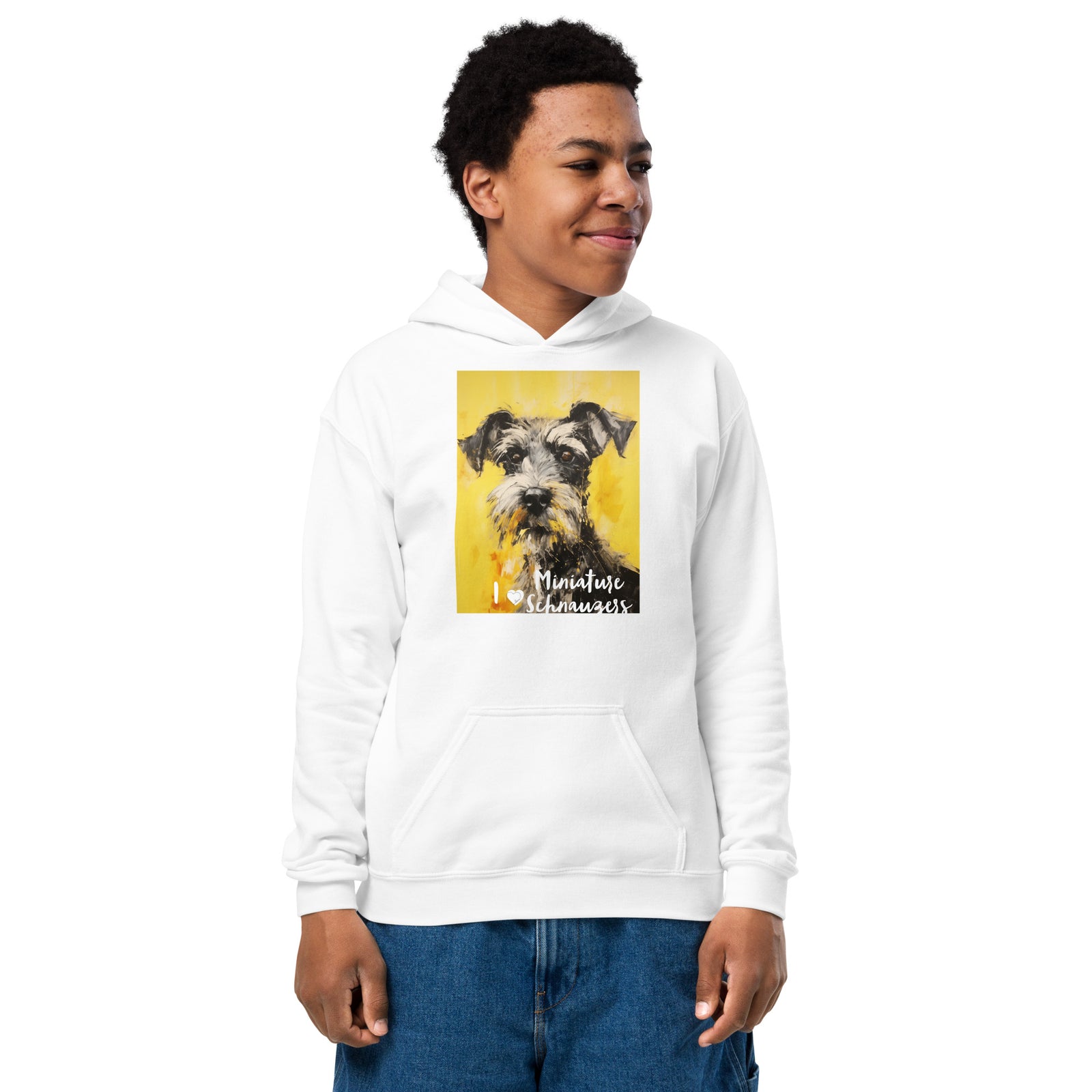 Youth heavy blend hoodie - I ❤ Dogs - Miniature Schnauzer