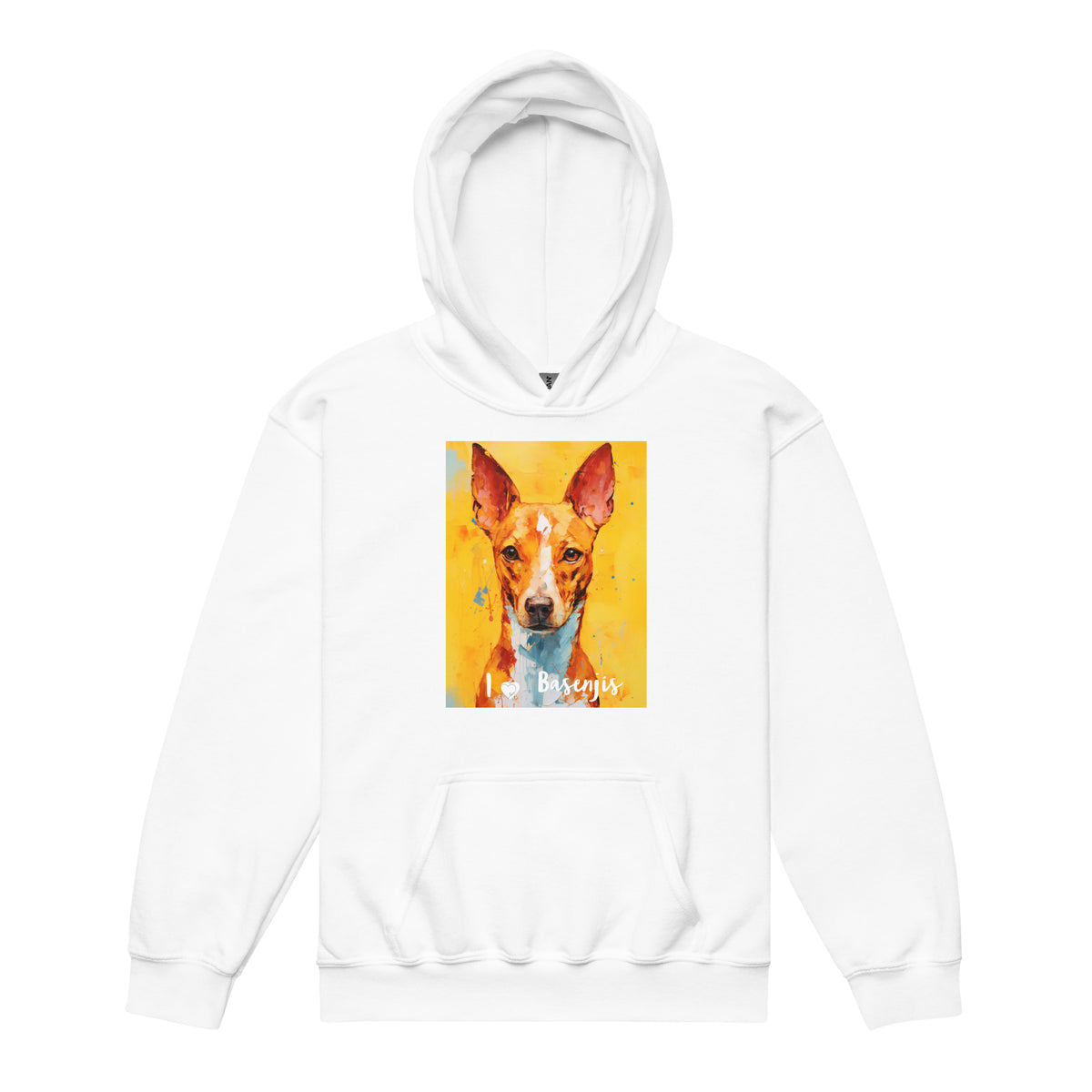 Youth heavy blend hoodie- I ❤ Dogs - Basenji
