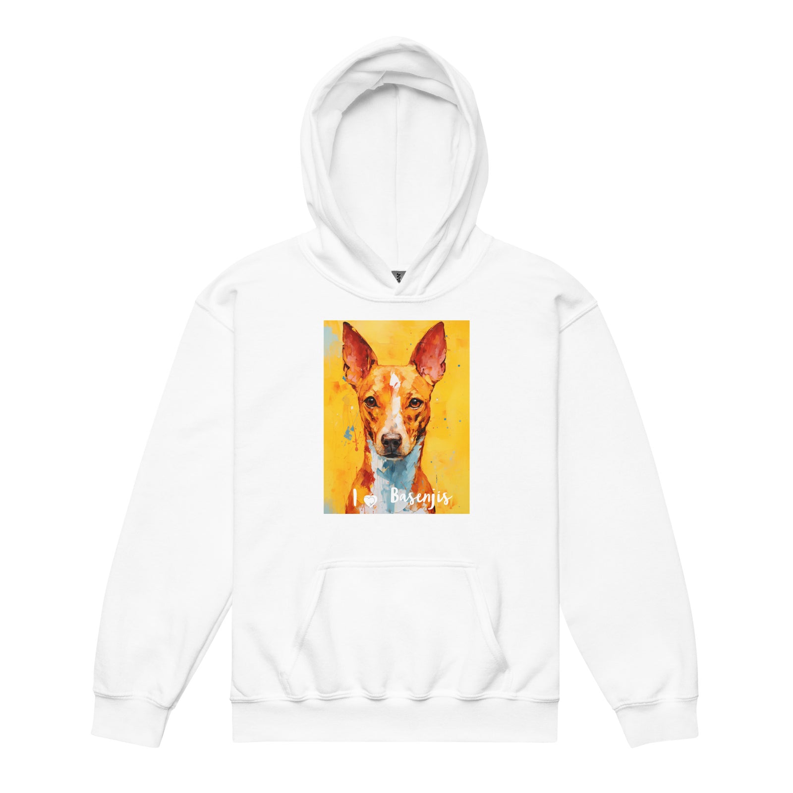 Youth heavy blend hoodie- I ❤ Dogs - Basenji