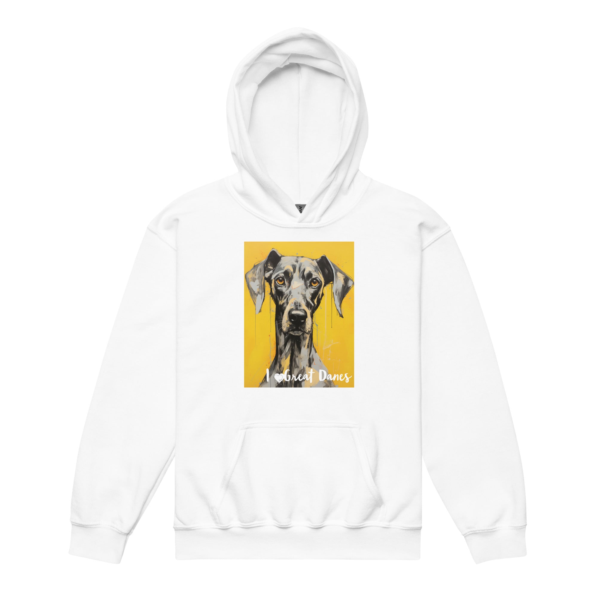 Youth heavy blend hoodie- I ❤ Dogs - Great Dane