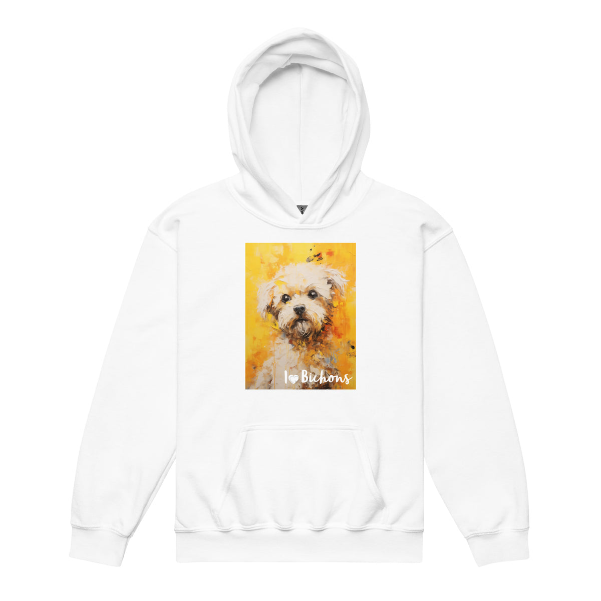 Youth heavy blend hoodie- I ❤ Dogs - Bichon Frise