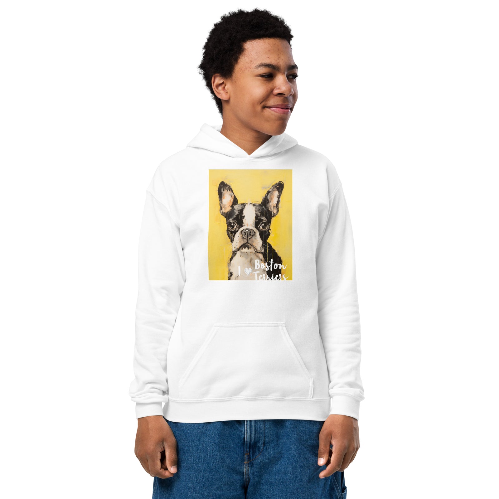 Youth heavy blend hoodie - I ❤ Dogs - Boston Terrier