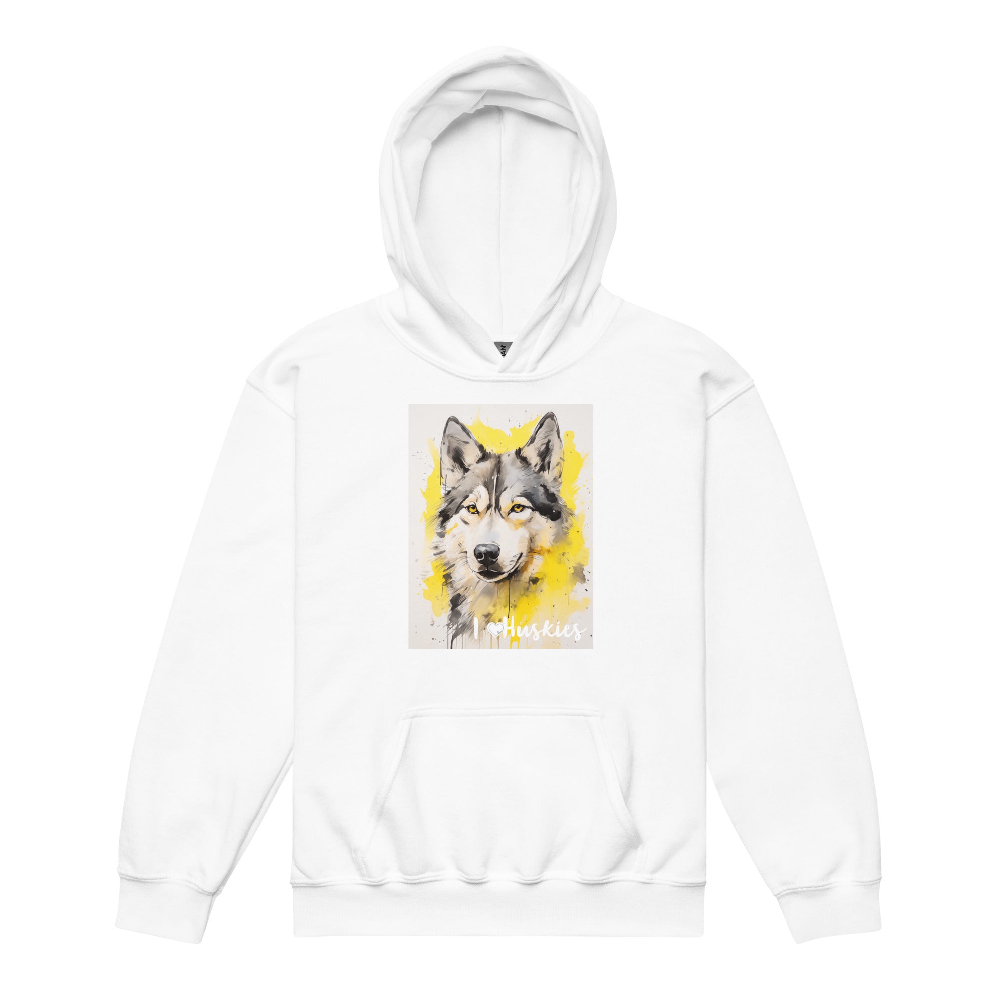 Youth heavy blend hoodie- I ❤ Dogs - Siberian Husky