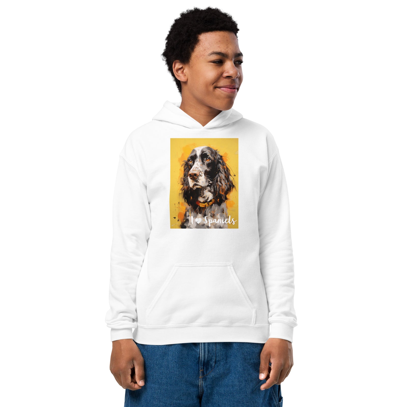 Youth heavy blend hoodie- I ❤ Dogs - Cocker Spaniel (American)