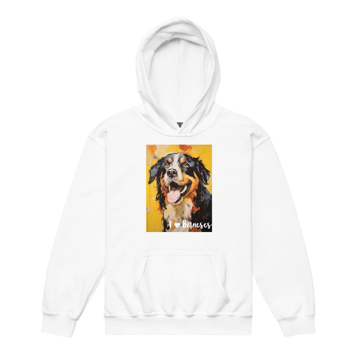 Youth heavy blend hoodie- I ❤ Dogs - Bernese Mountain Dog