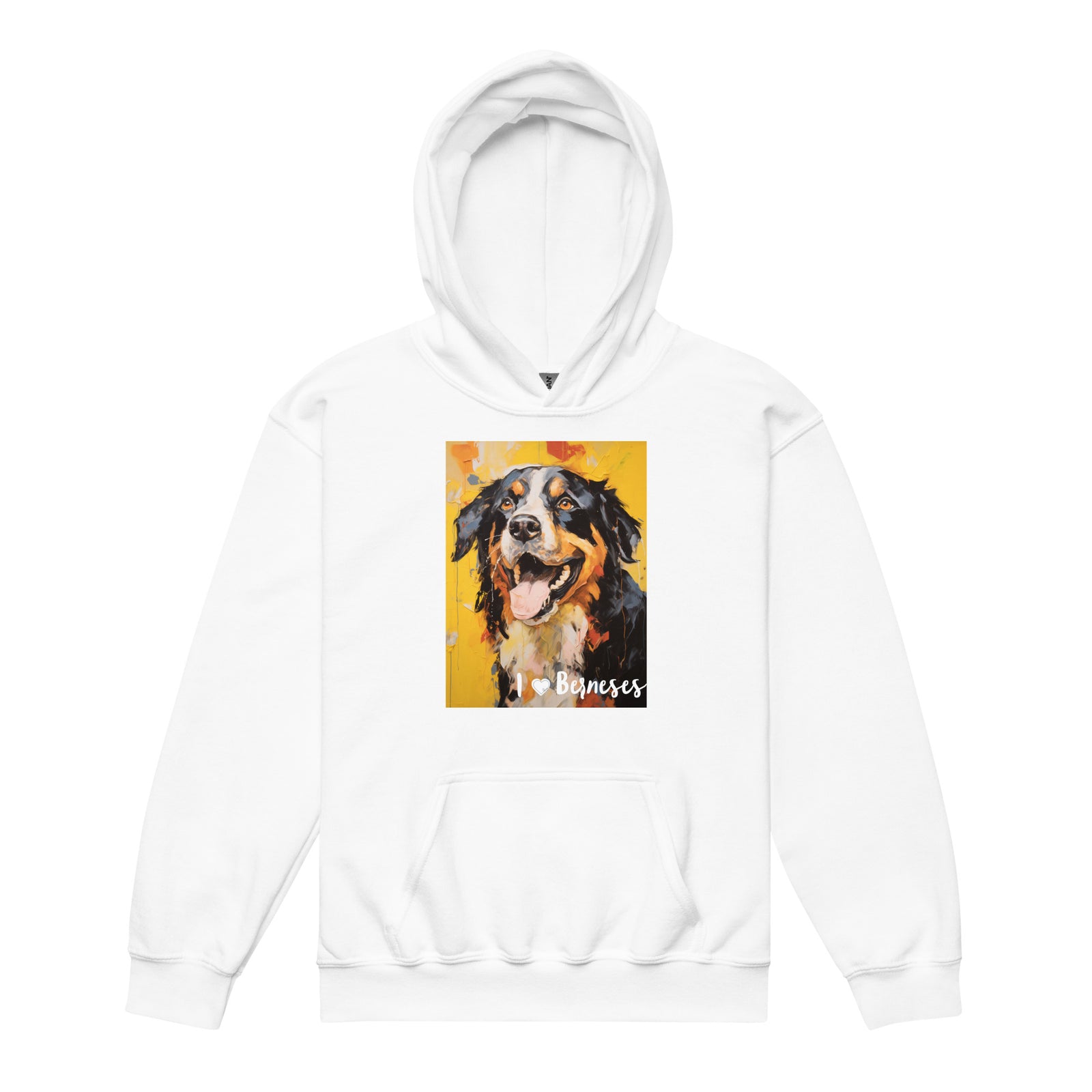 Youth heavy blend hoodie- I ❤ Dogs - Bernese Mountain Dog