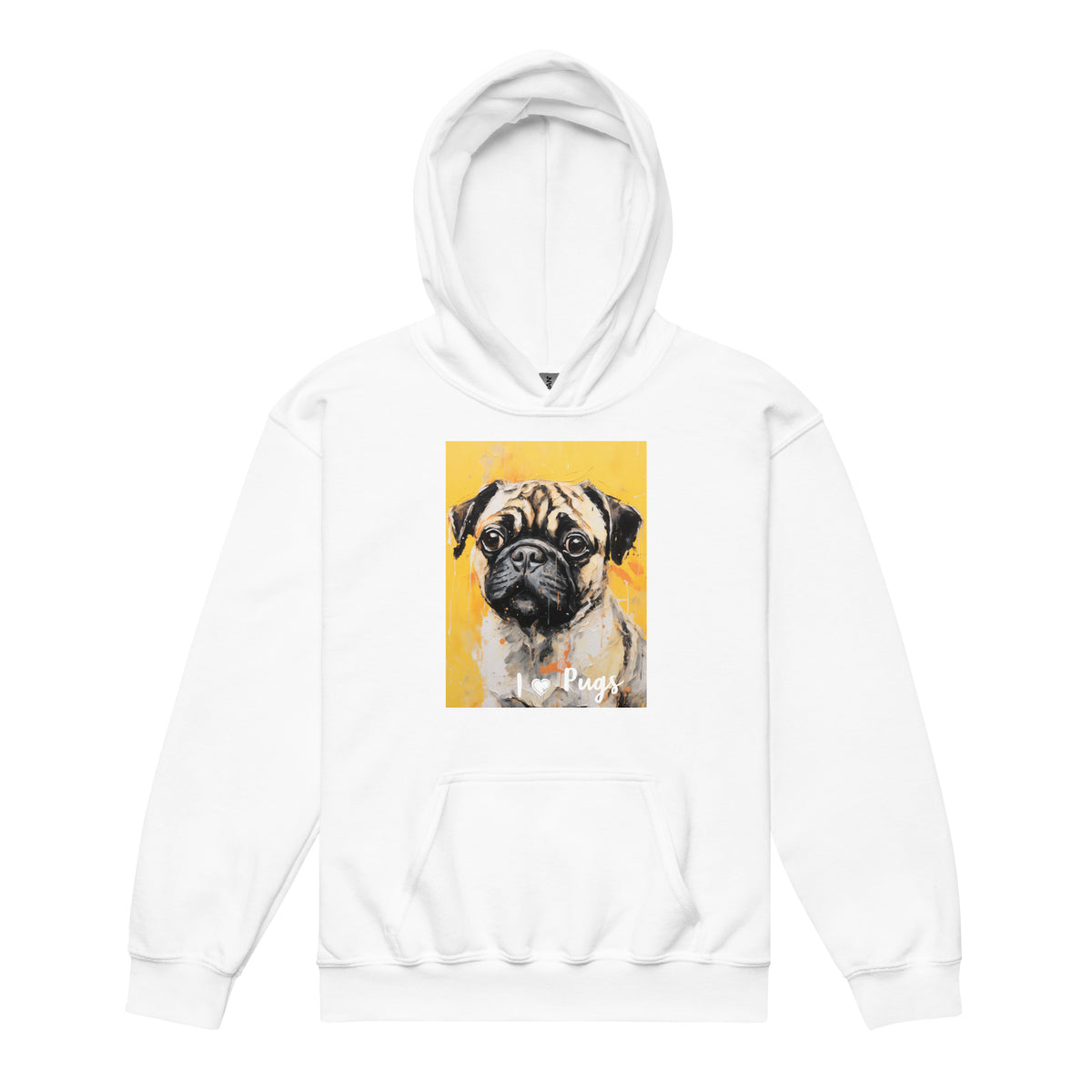 Youth heavy blend hoodie- I ❤ Dogs - Pug