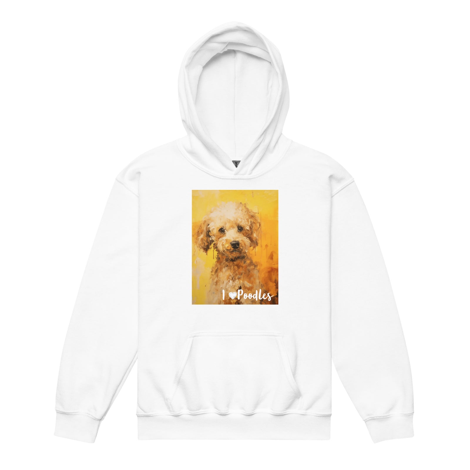 Youth heavy blend hoodie- I ❤ Dogs - Poodle