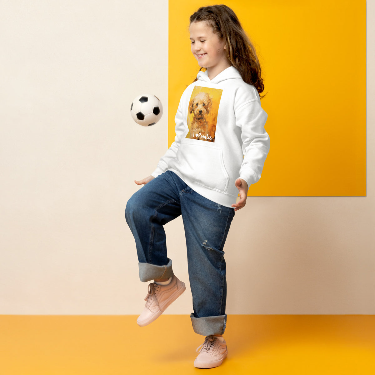 Youth heavy blend hoodie- I ❤ Dogs - Poodle