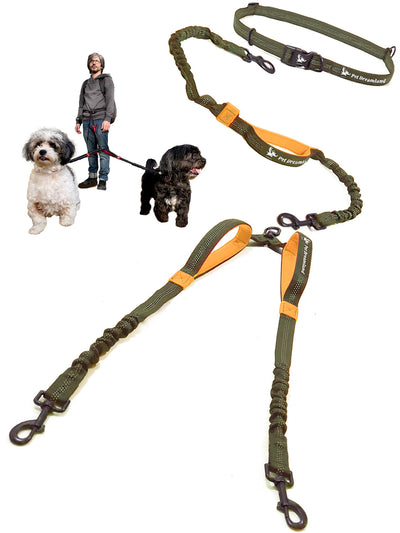 Hands Free Dog Leash for Two Small to Medium Dogs