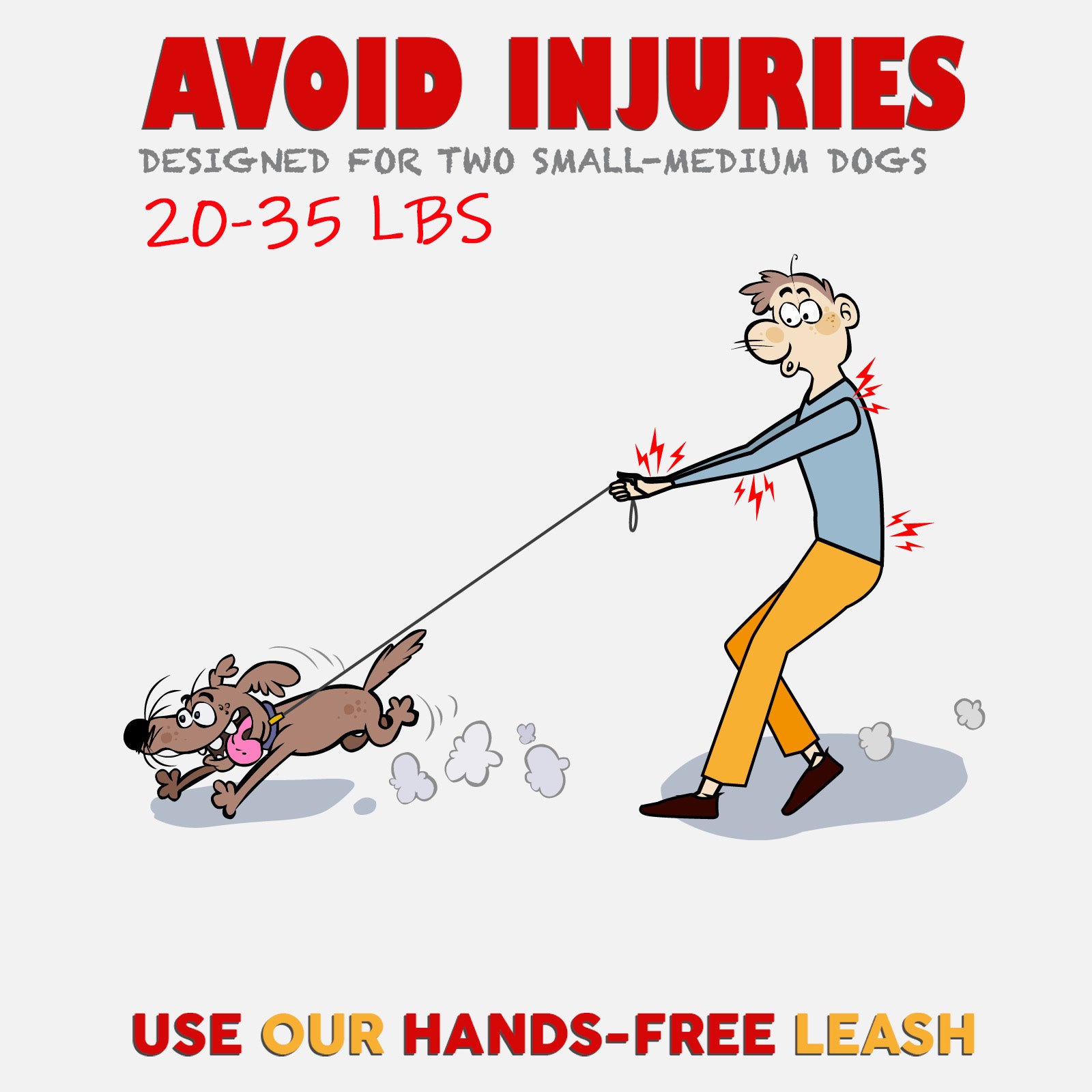 Hands Free Dog Leash for Two Small to Medium Dogs