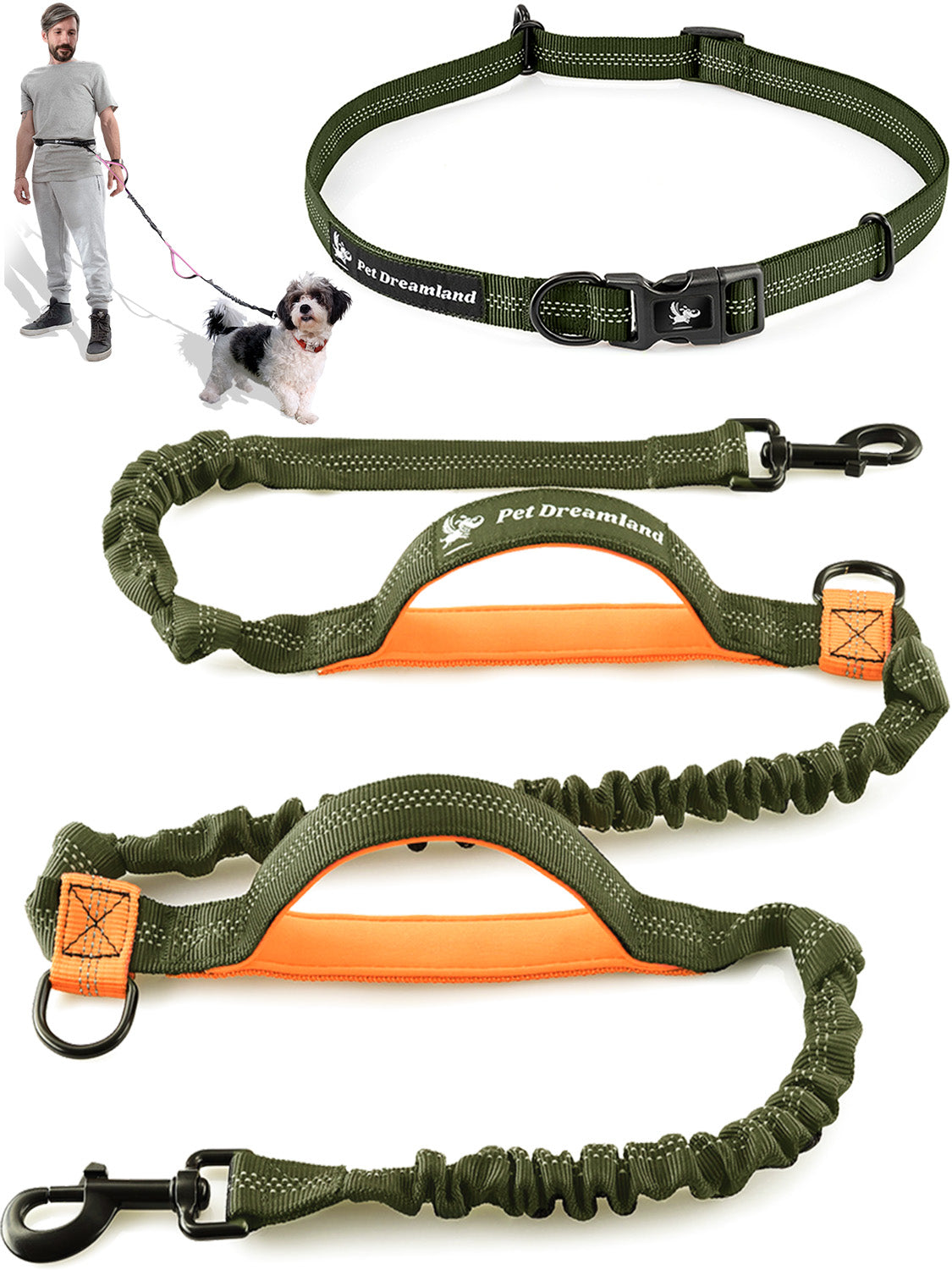 Extra Long Hands Free Dog Leash for One Small to Medium Dog